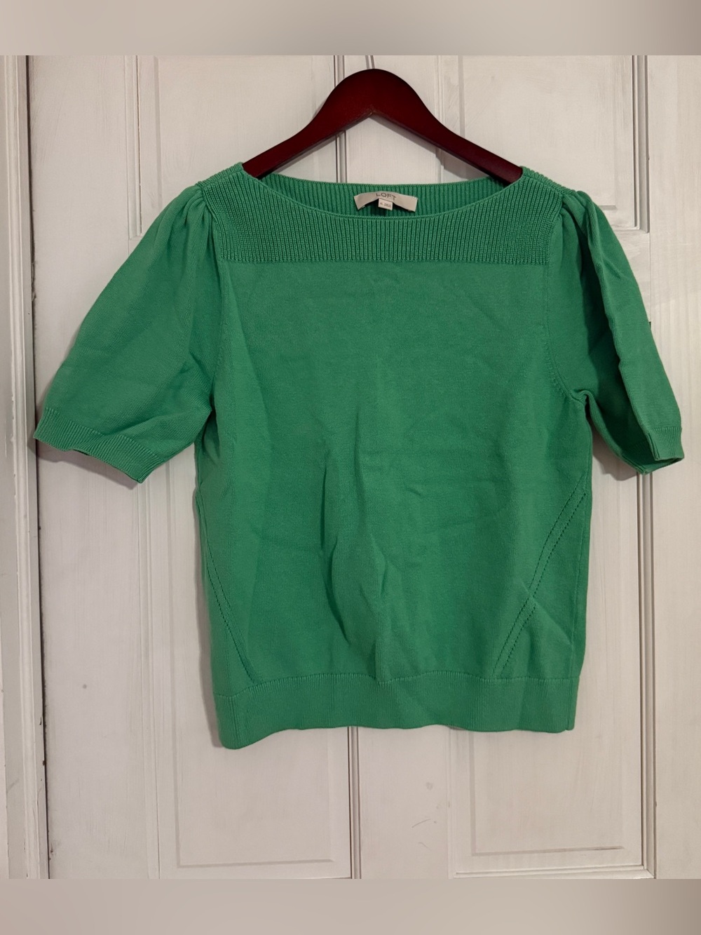 LOFT Women's Kelly Green Boat Neck Half Sleeve Pullover Sweater Size XL